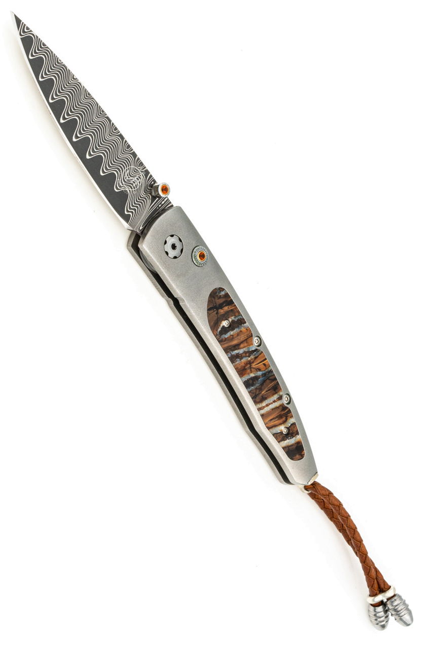 product image for William Henry B10 Lancet Reverso Titanium & Mammoth Tooth Inlay Wave Damascus Blade