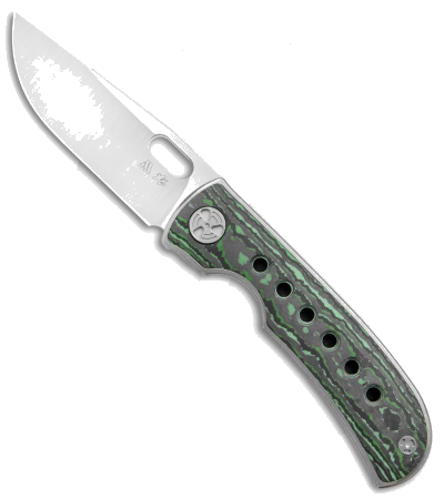 product image for WingManEDC MTNT Mach 3 Titanium Green Carbon Fiber M390 Satin Blade Knife
