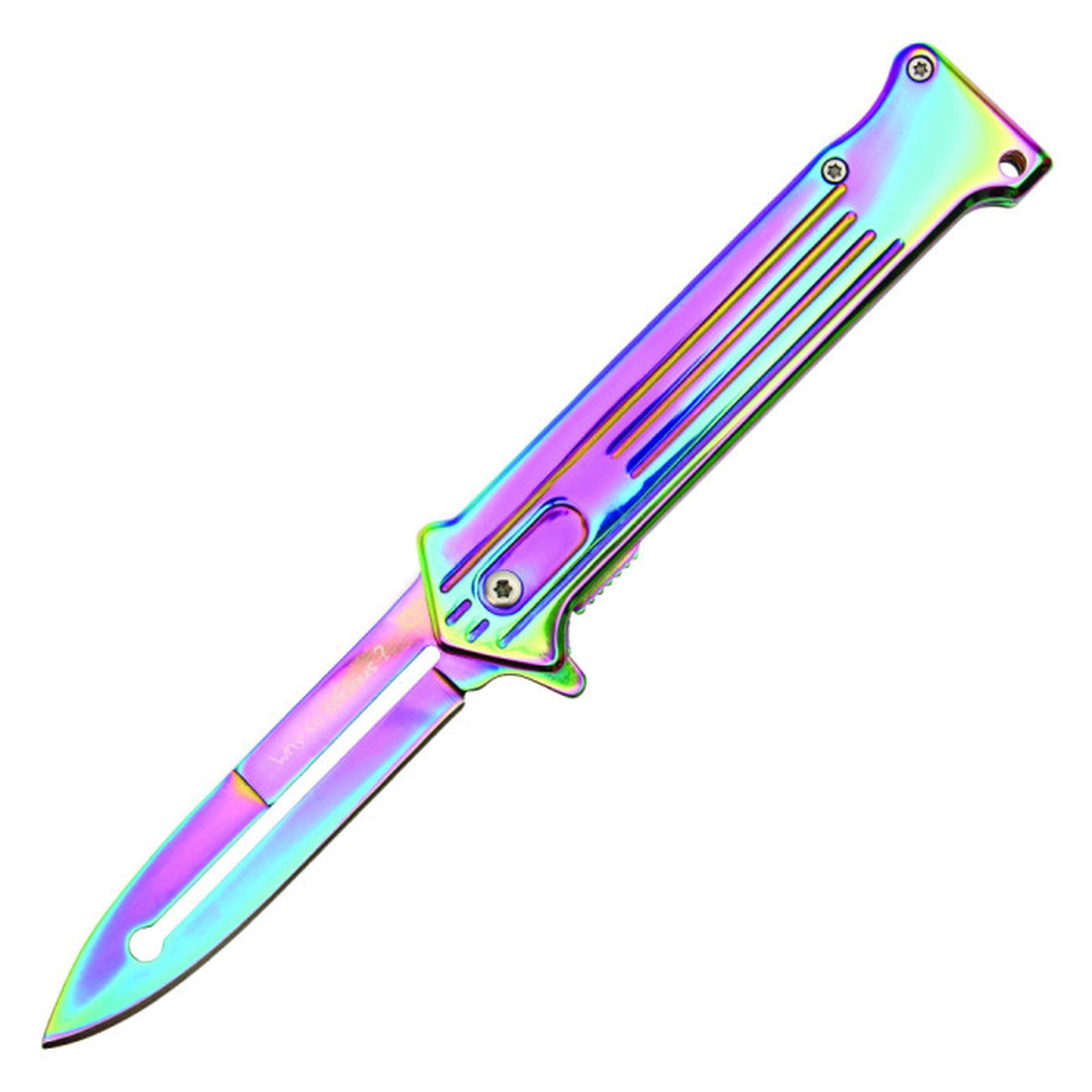 product image for WJ Spring Assist Folding Knife Rainbow 3 In Blade