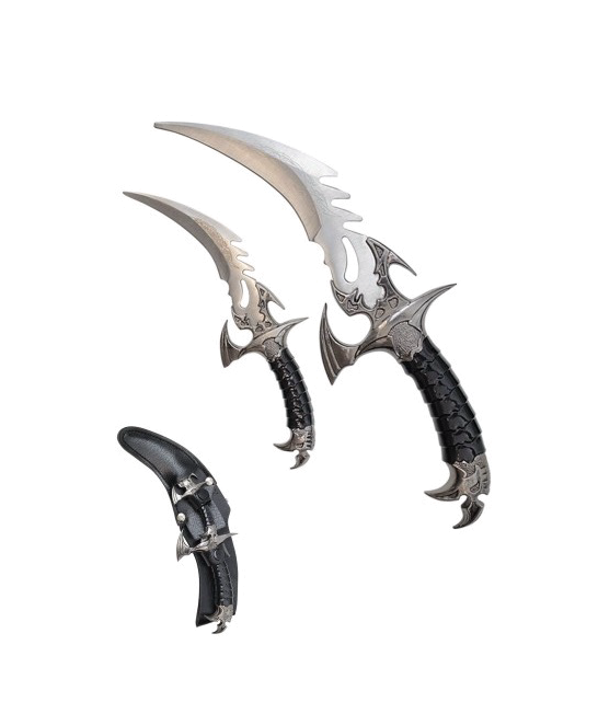 product image for WJ Fixed Blade Knife Set 2 Piece Dragon Curved Dagger Blades Mini Small H 23712