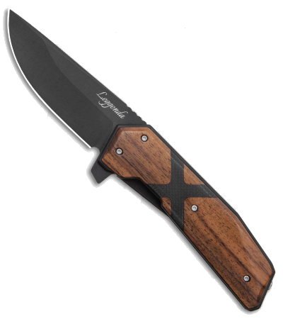 product image for WOOX Leggenda Liner Lock Black Carbon Fiber Walnut Wood Knife