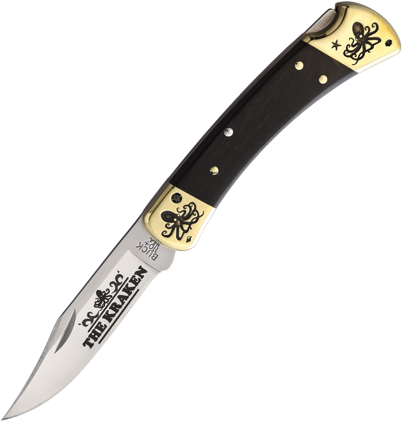 Yellowhorse Custom Buck 110 Ebony Wood Lockback Knife Krak 3.75" Blade