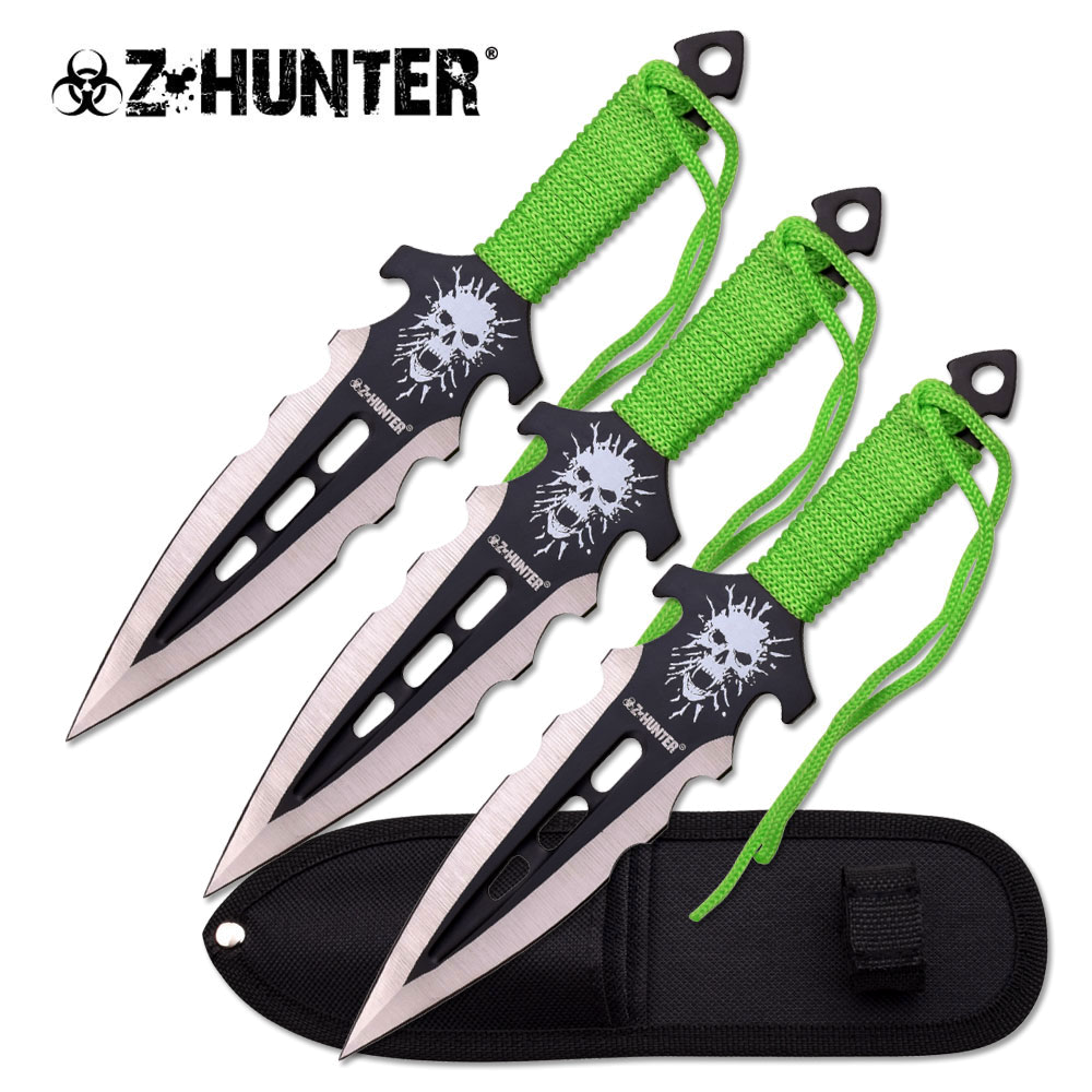 product image for Z-Hunter Black Vampire Skull Throwing Knife Set with Sheath