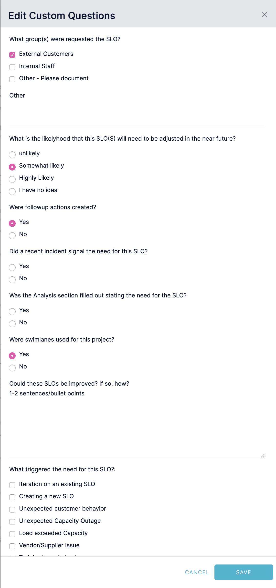 Retrospective - Custom Questions
