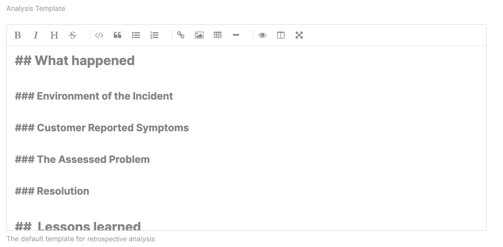 Retrospective - Analysis Template