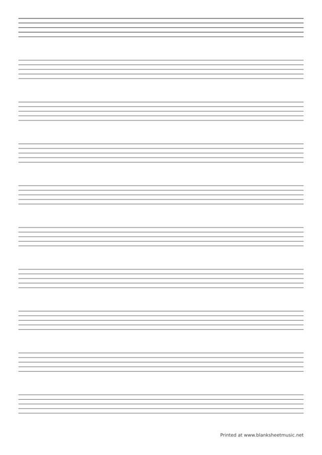 General Purpose Staff Paper Mid sized staves, no clef
