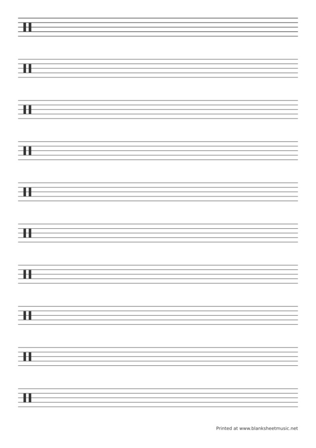 Staff Paper With Clefs Percussion clef (alt.), mid size