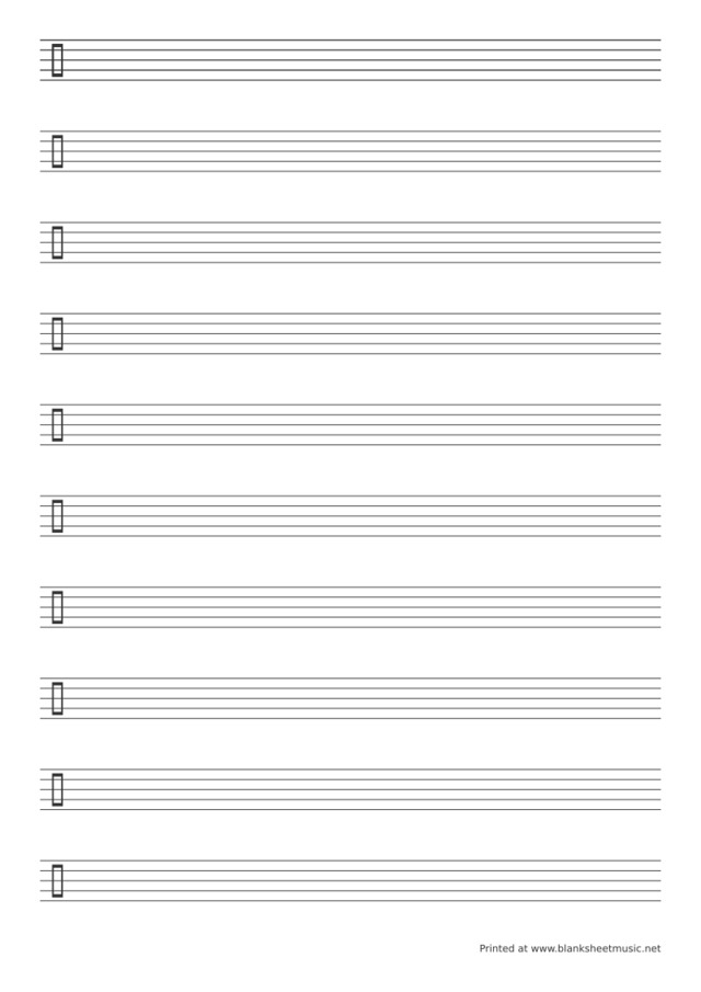 Staff Paper With Clefs Percussion clef, mid size