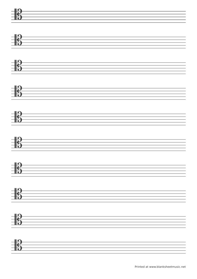 Staff Paper With Clefs Tenor clef, mid size