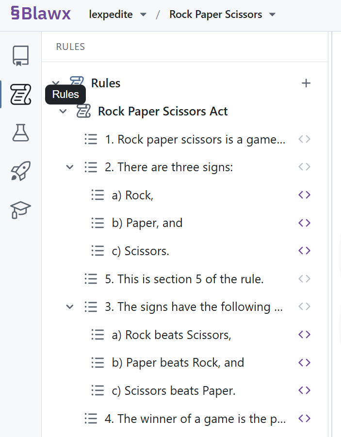 rules pane