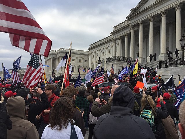 Crowd of Trump supporters marching on the US Capitol on 6 January 2021 