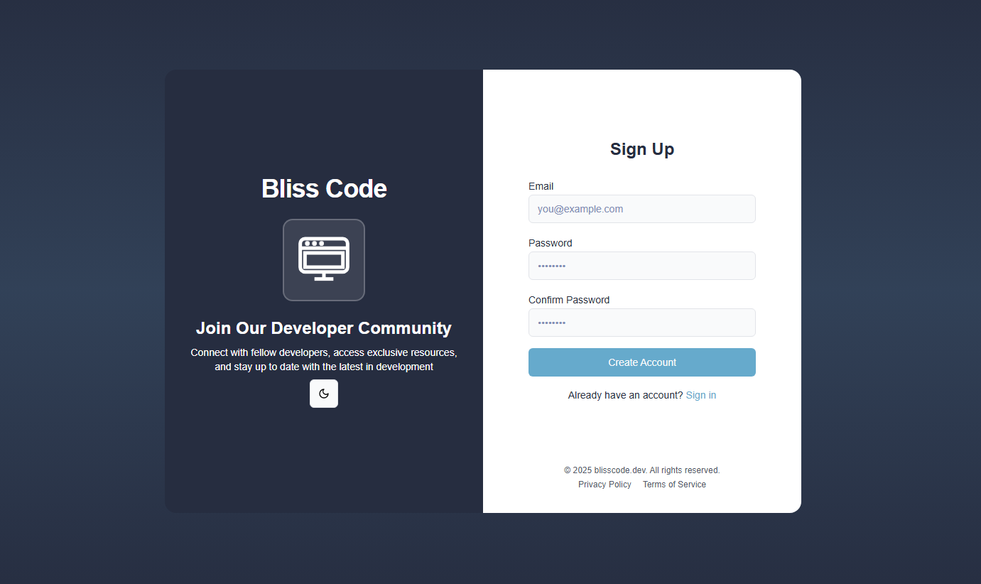 Signup Form Screenshot