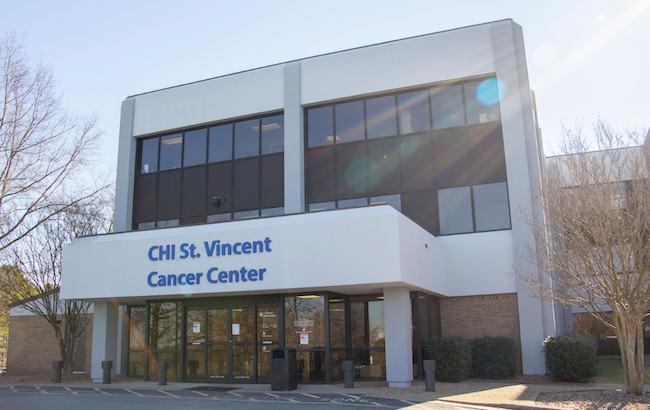 Exterior front view of CHI St. Vincent Cancer Center - Little Rock
