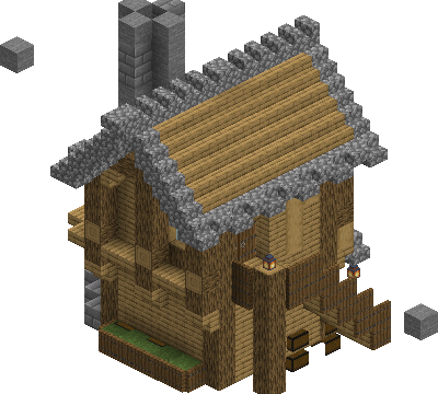South perspective of small medieval house