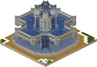 West perspective of Grand Fountain