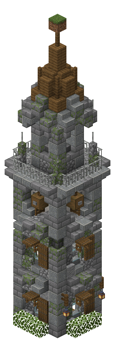 East perspective of Medieval clock tower