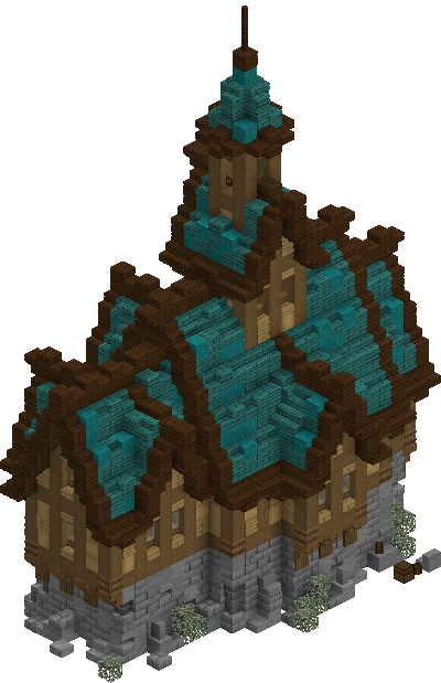West perspective of medieval house 8 saga