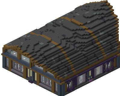 East perspective of Drygmy Den Bar-n-Grill
