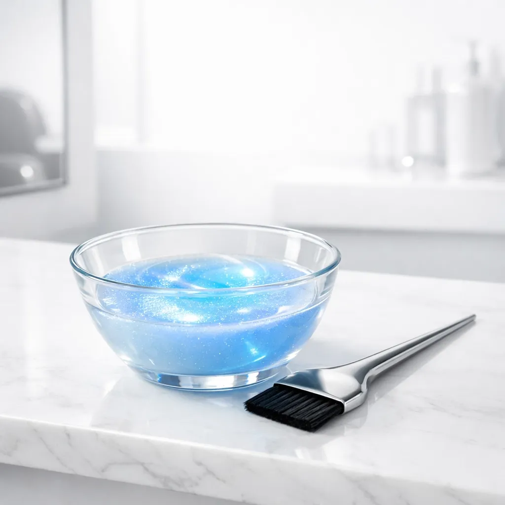 Professional salon bowl with Schwarzkopf BlondMe Glow Toner for achieving ultimate shiny blonde hair