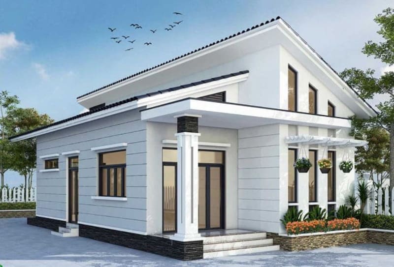 Nhà cấp 4 mái lệch phá cách, độc đáo và ấn tượng.