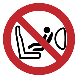 No instale una silleta o asiento para niños en el asiento delantero