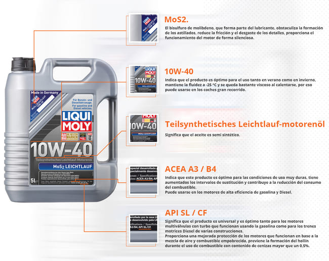 ACEITE MOTOR SINTETICO DIESEL/GASOLINA SAE 5W30 API CF/SN 5lts LIQUI MOLY  LEICHTLAUF