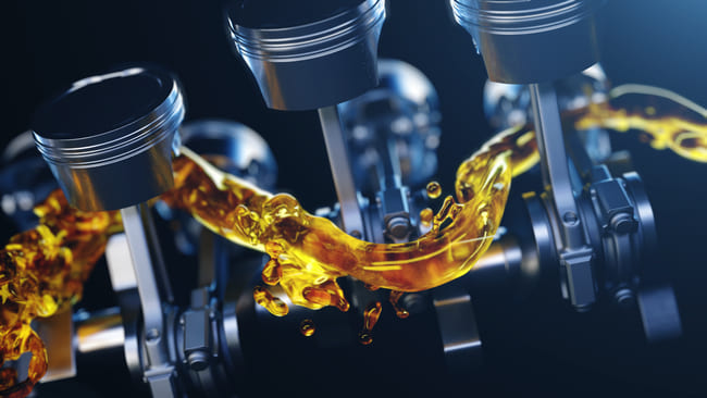 Oil flows around the engine block