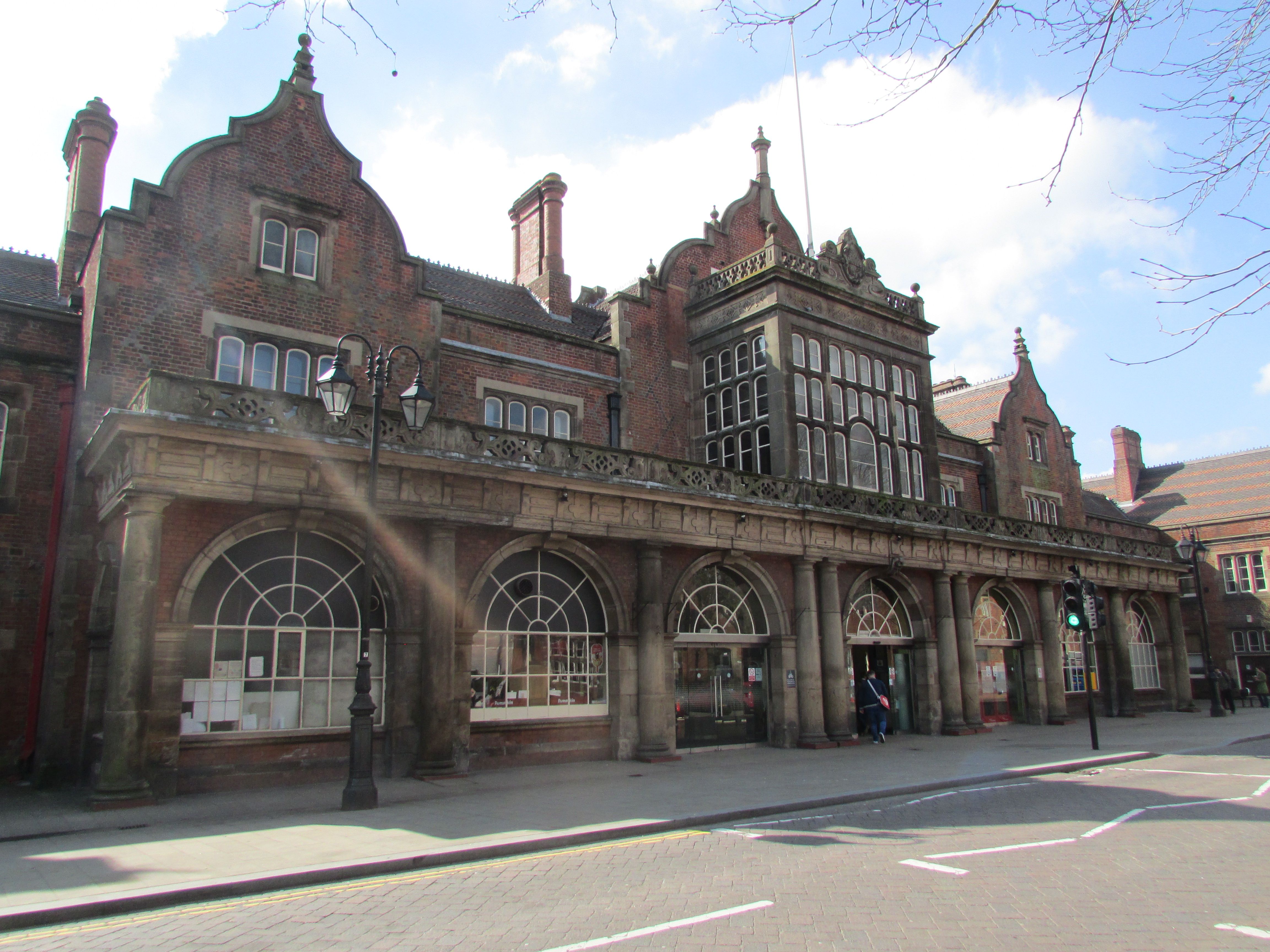 Front view of a railway station