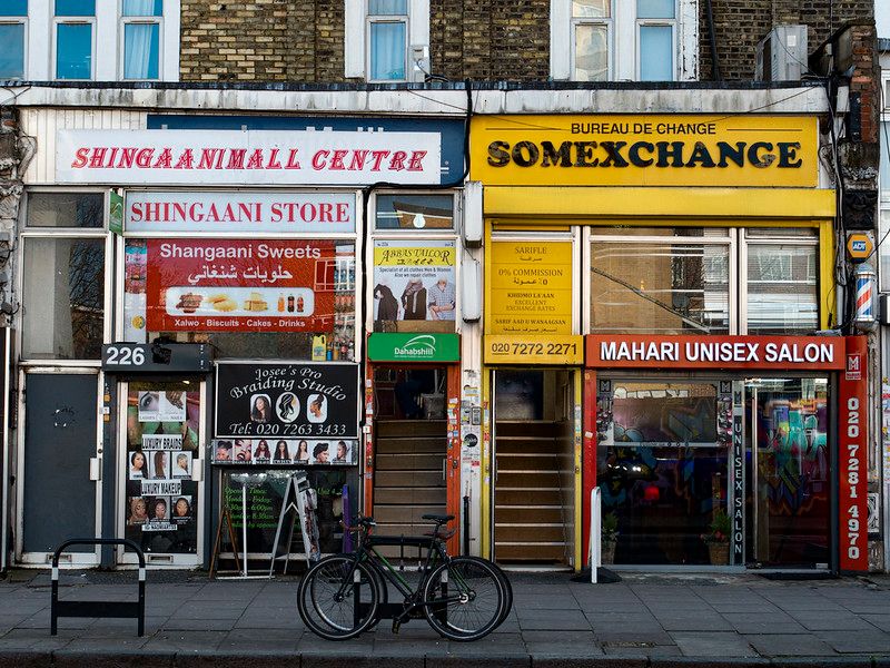 Several colourful shops in a street of London.jpg