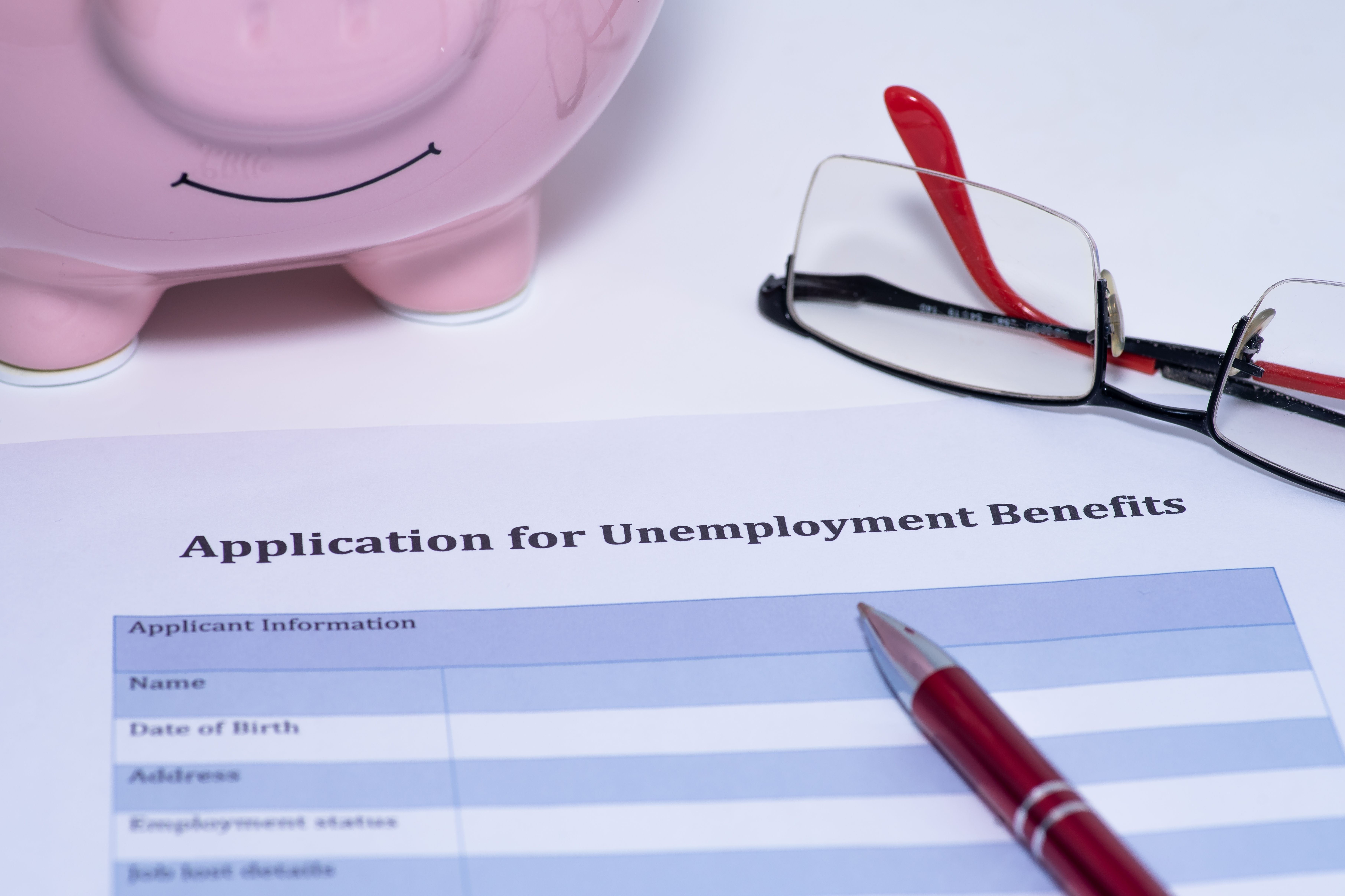 An empty application for unemployment benefits