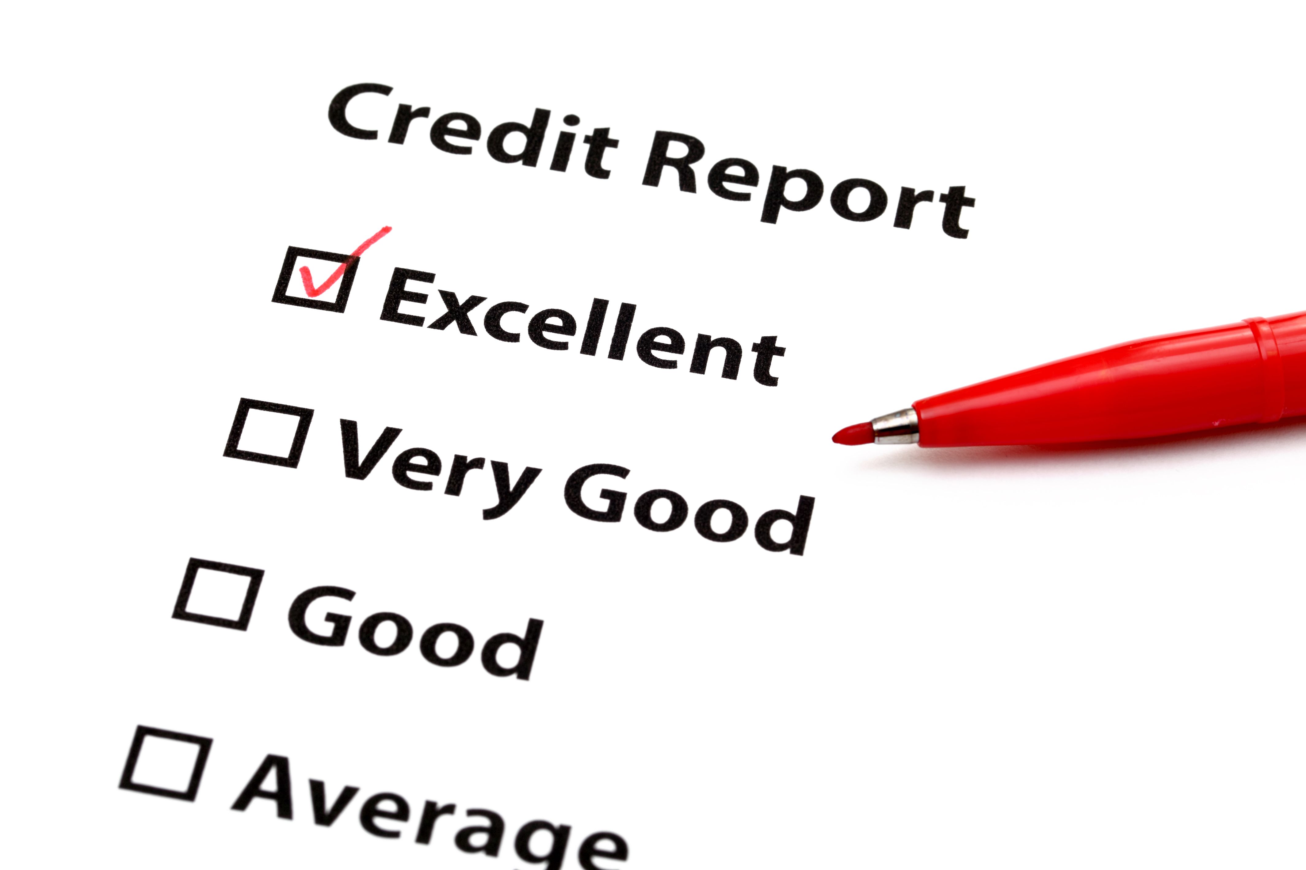 A credit report with an “Excellent” rating