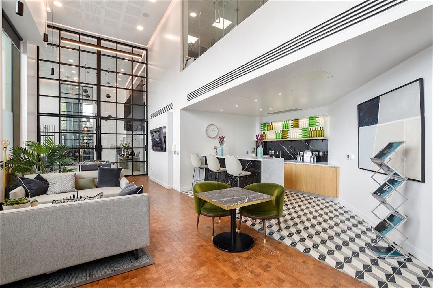 The common area at Porter's Edge, a Build To Rent development in South East London.