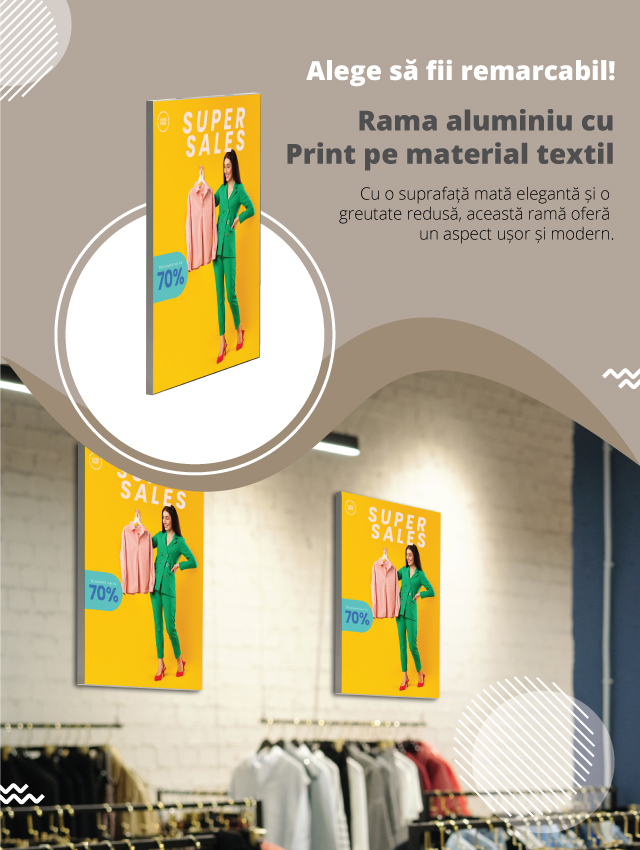 Rame luminoase și neluminoase cu print pe material textil