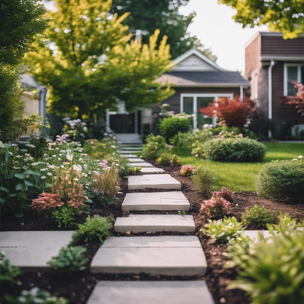 Modern side yard garden in Des Plaines