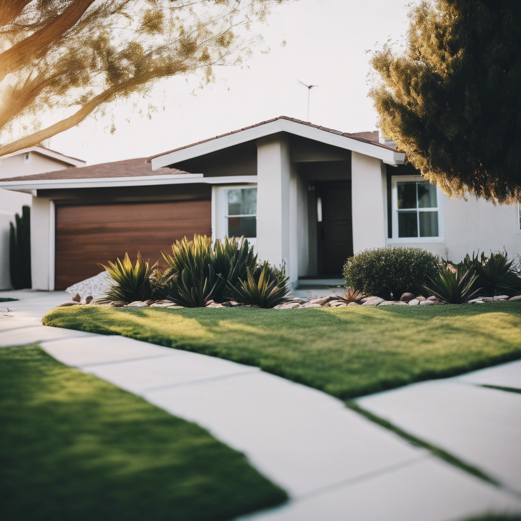 Modern front yard in Downey