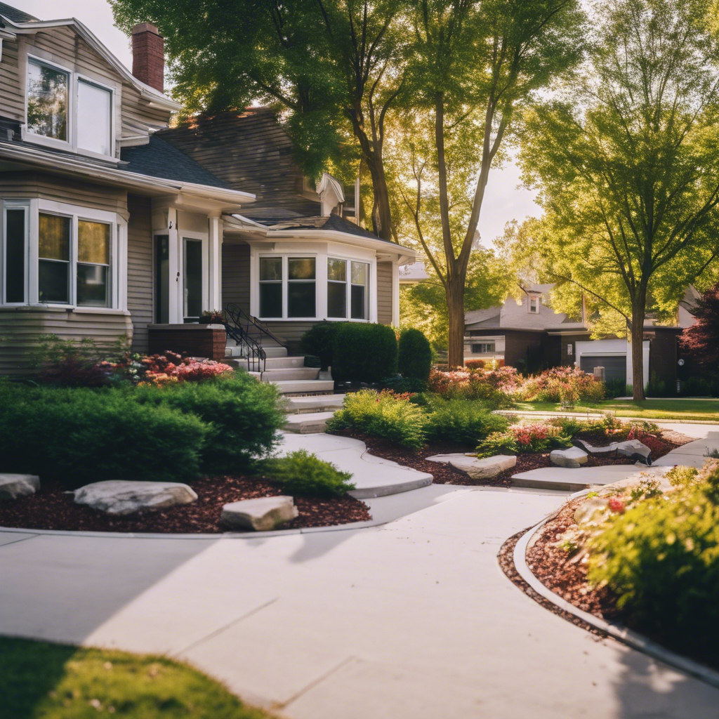 Modern front yard in Skokie