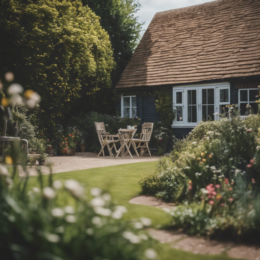 Cottage back yard in Suffolk