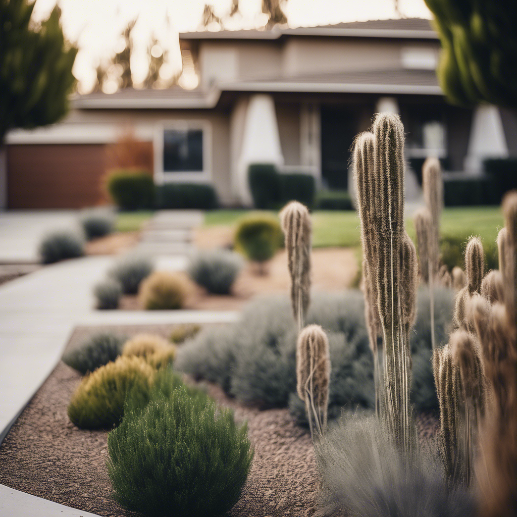 Modern front yard in Tulare