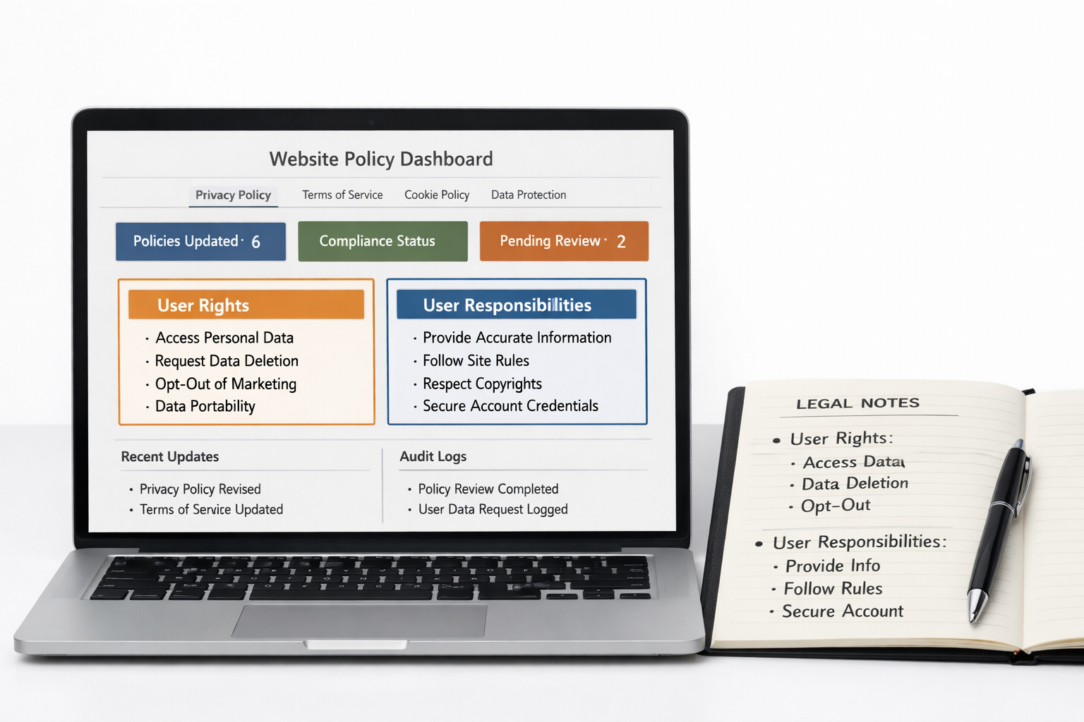 General illustration of website policy layers and user trust