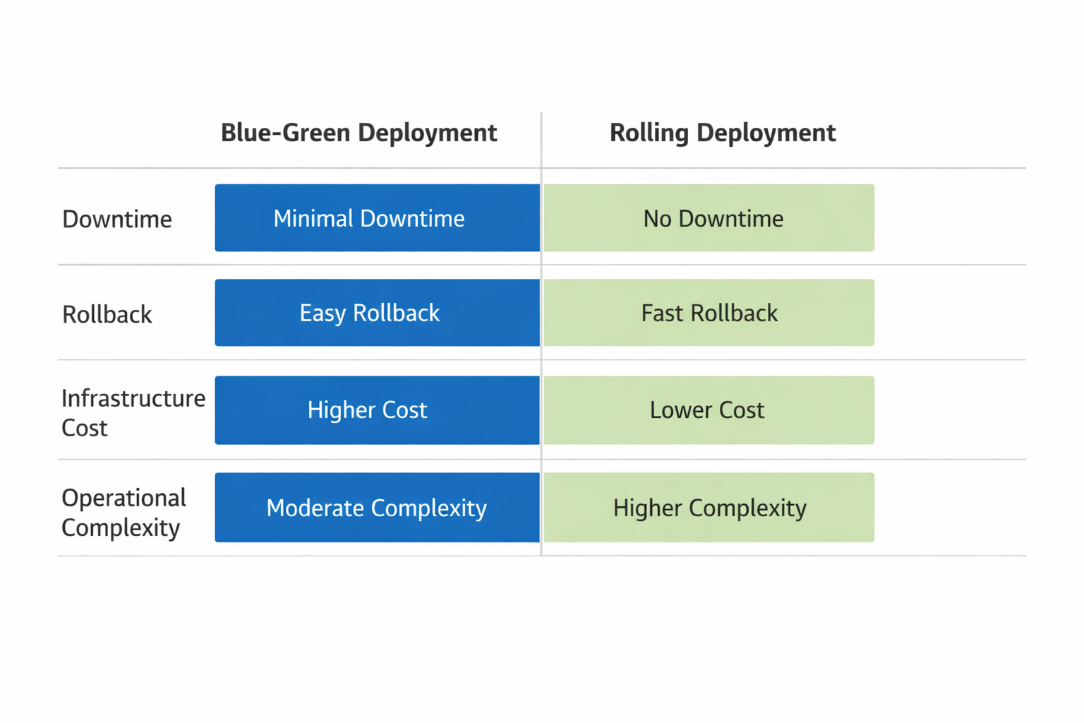 Comparison table of release tradeoffs