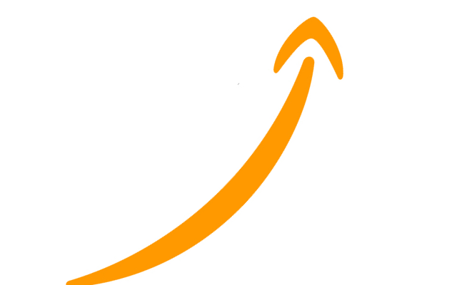 Amazon arrow from logo rotated to allude to their rising share price.