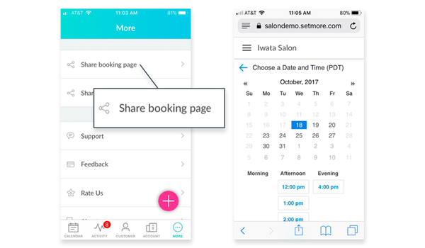 share booking page