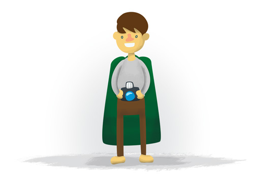 Foto Grammins, hobbit holding a camera.