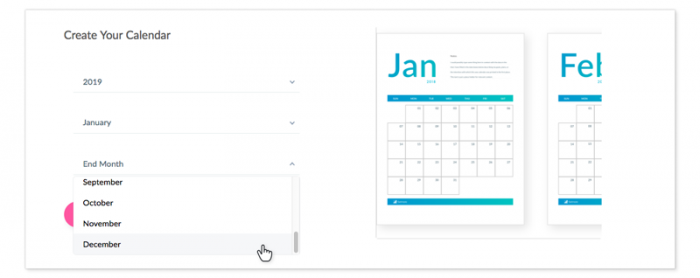 calendar selector preview