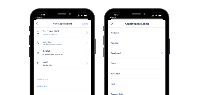 appointment page mobile device