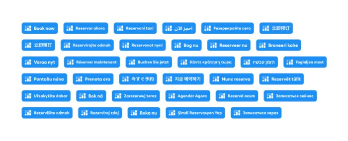 Booking button in different languages
