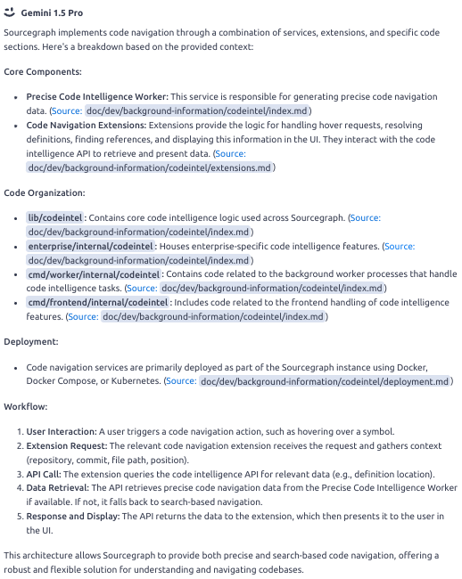 Answer to how is code navigation implemented with regular context