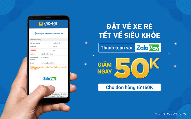 Ưu đãi cuối năm: Đặt vé xe rẻ thanh toán với ZaloPay