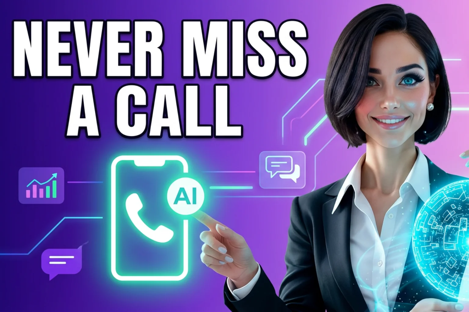 AI phone answering service automatically responding to a customer call using an AI powered business phone system.