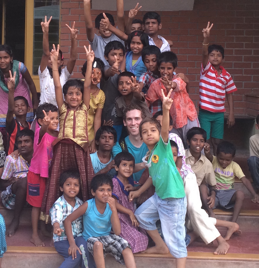 Erik with many young deaf Indian students